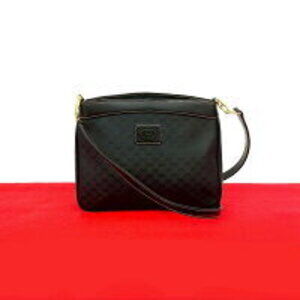 GUCCI GG logo leather Shoulder Bag sacoche black